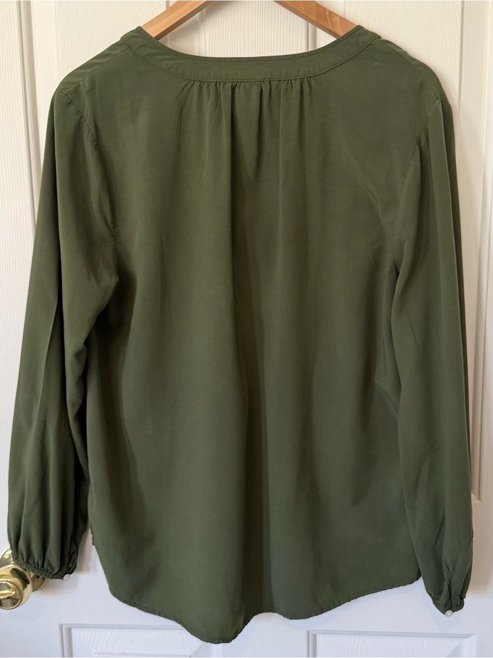 Old Navy Olive Green Henley Blouse - Picture 2 of 7